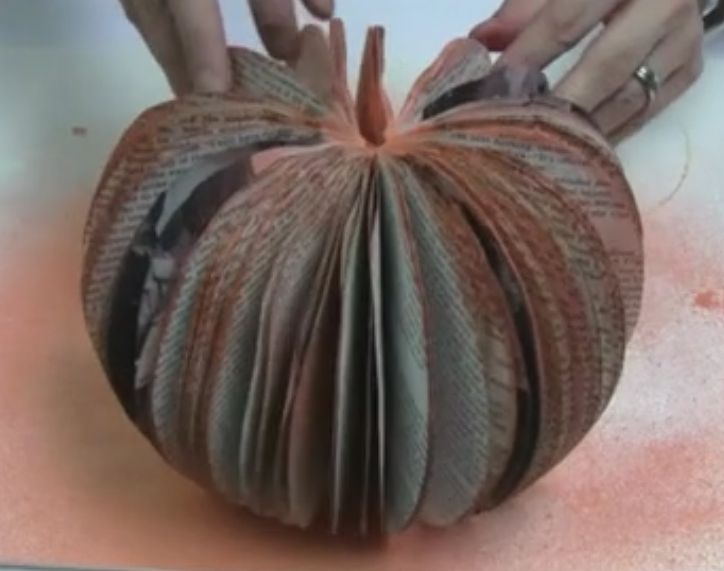 Altered Book Transforms into a Pumpkin for Halloween